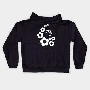 Retro Black and White Simple Flower Pattern Kids Hoodie